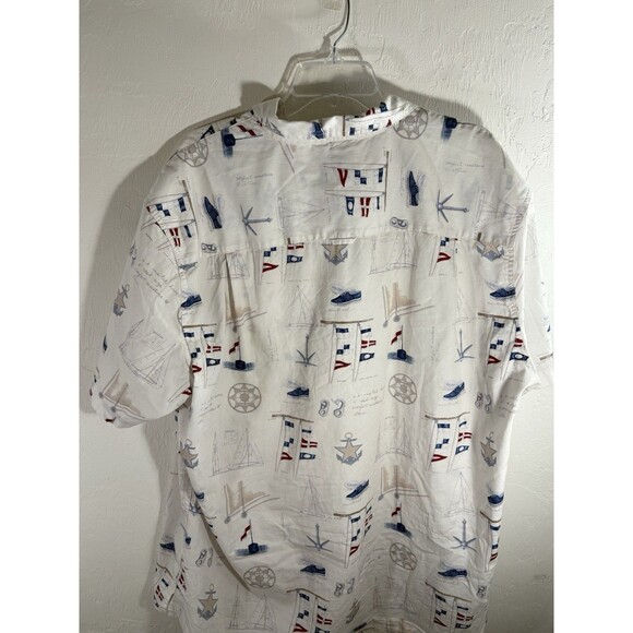 BIMINI Bay XL White, Red Blue Sailboat Nautical Boating Hawaiian Sea Mens Shirt - Picture 4 of 8